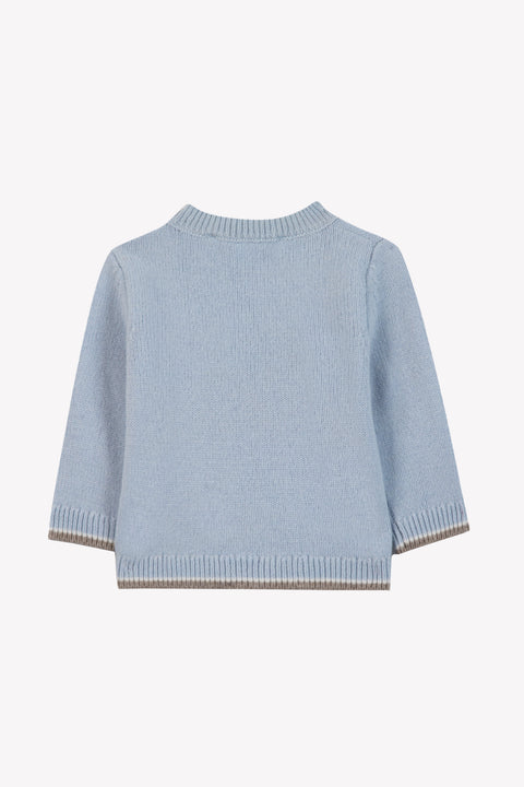 Maglia - Blu orizzonte Lana Ricamo cane - Image principale