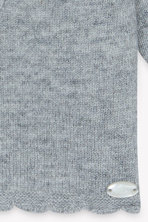 Cardigan - Grigio medio Lana ricami floreali - Image principale