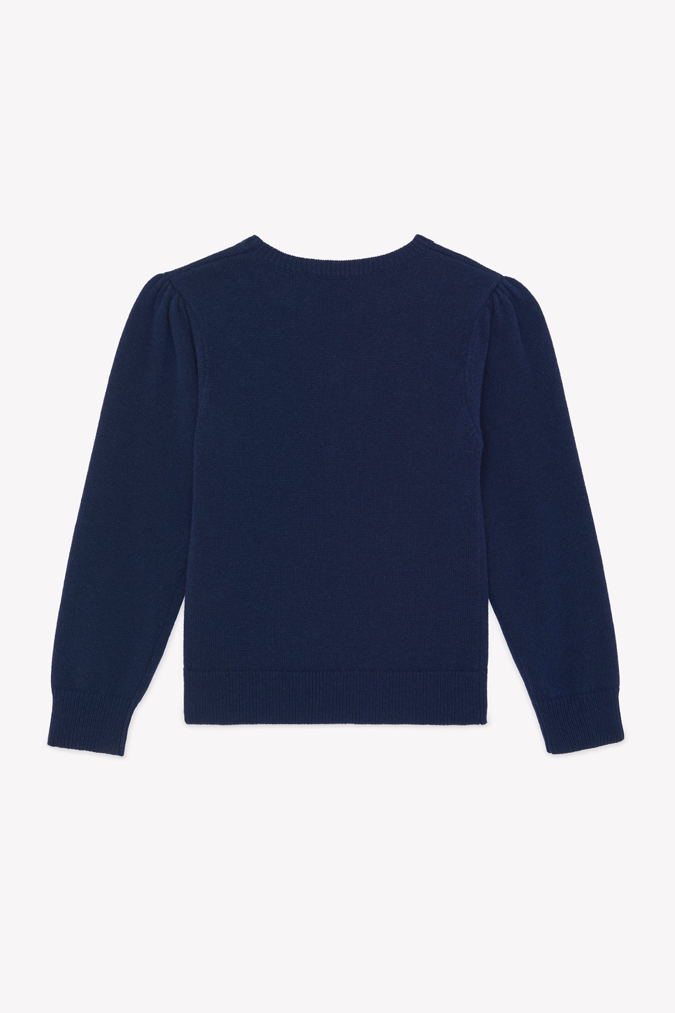 Sweater - Navy Wool flower embroidery
