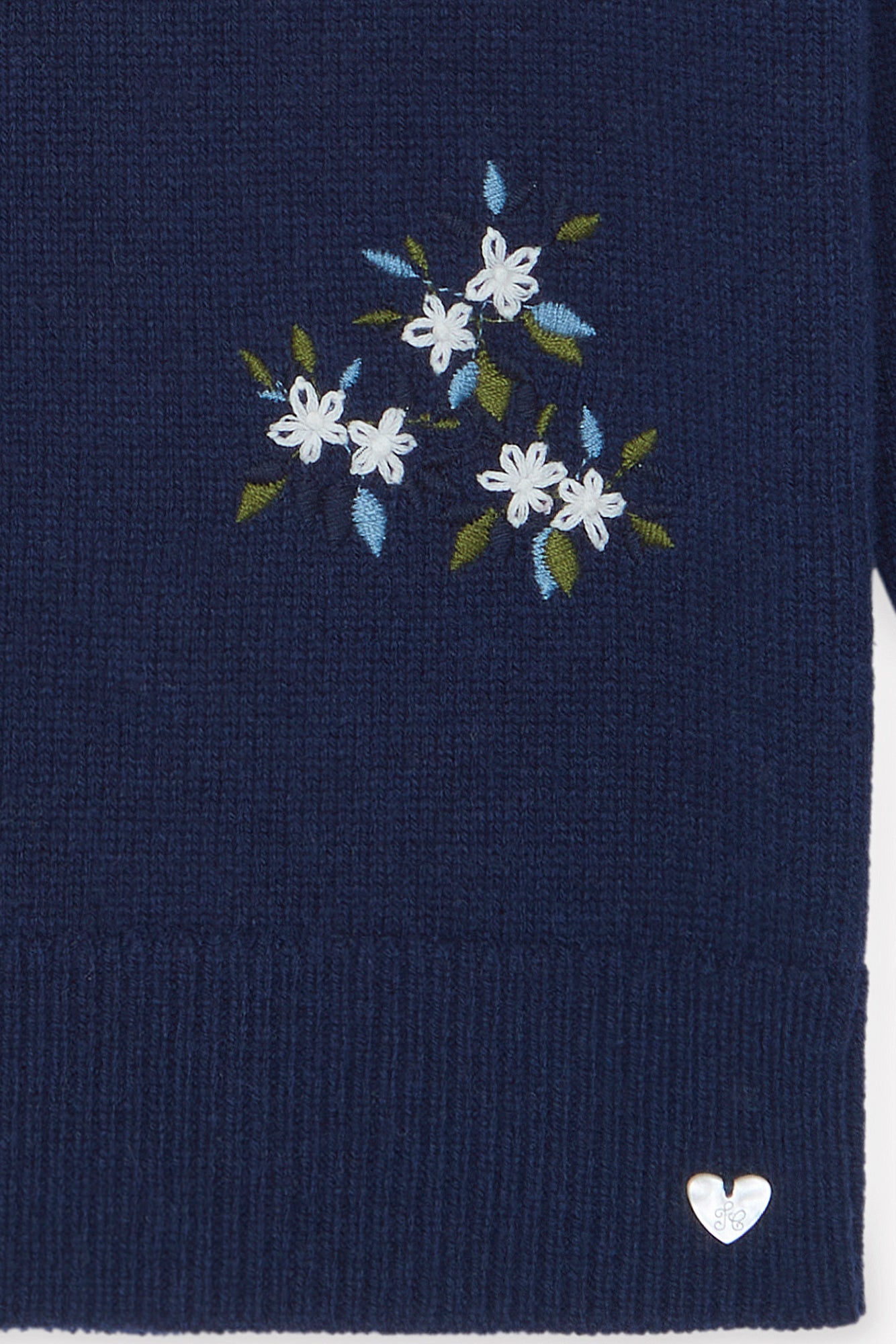 Maglia - Blu navy Lana ricami floreali