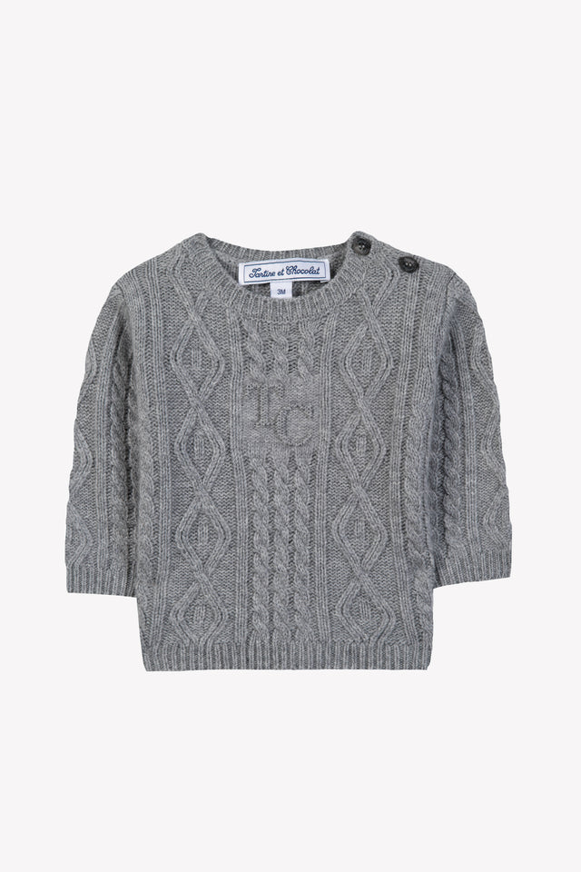 Maglia - Grigio mélange lana maglia a trecce - Image principale