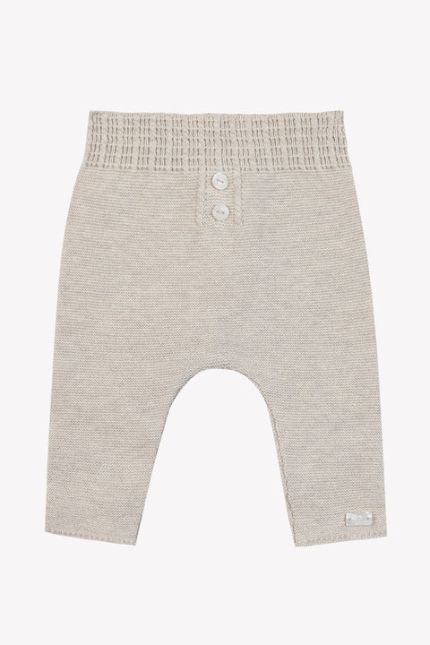 Pantalon - Beige chiné coton tricot - Image principale
