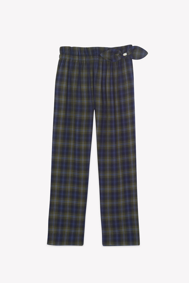 Trousers - Navy cotton Check - Image principale