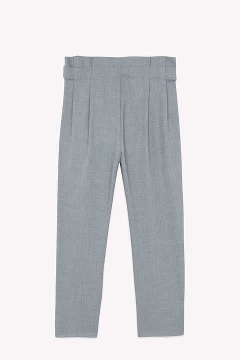 Pantalon - Gris brezo de algodón Plisado platos - Image principale