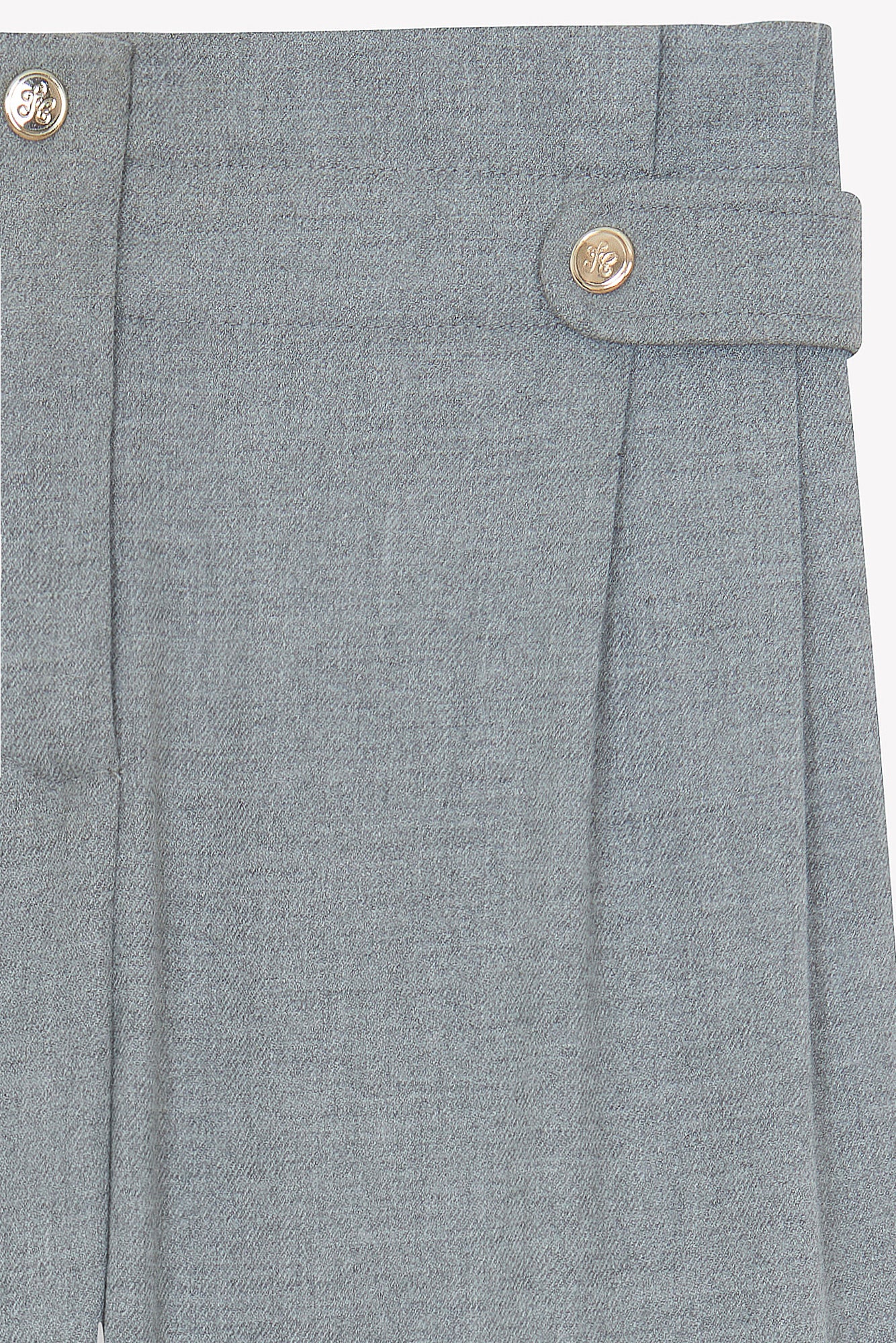 Pantalon - Gris chiné coton plis plats