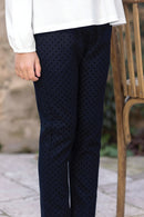 Broek - Navy wol stippenpatroon
