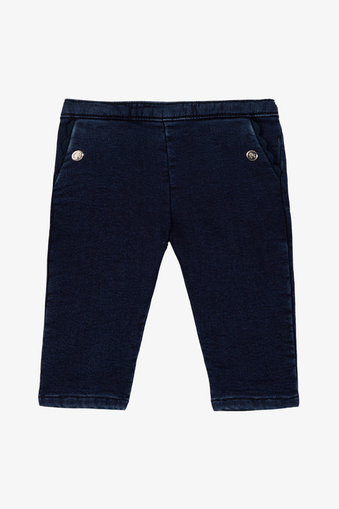 Pantalon - Azul marino algodon Festoneado - Image principale