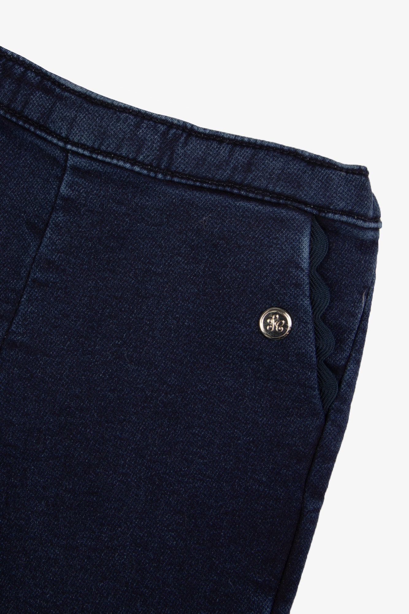Trousers - Navy cotton Scalloped