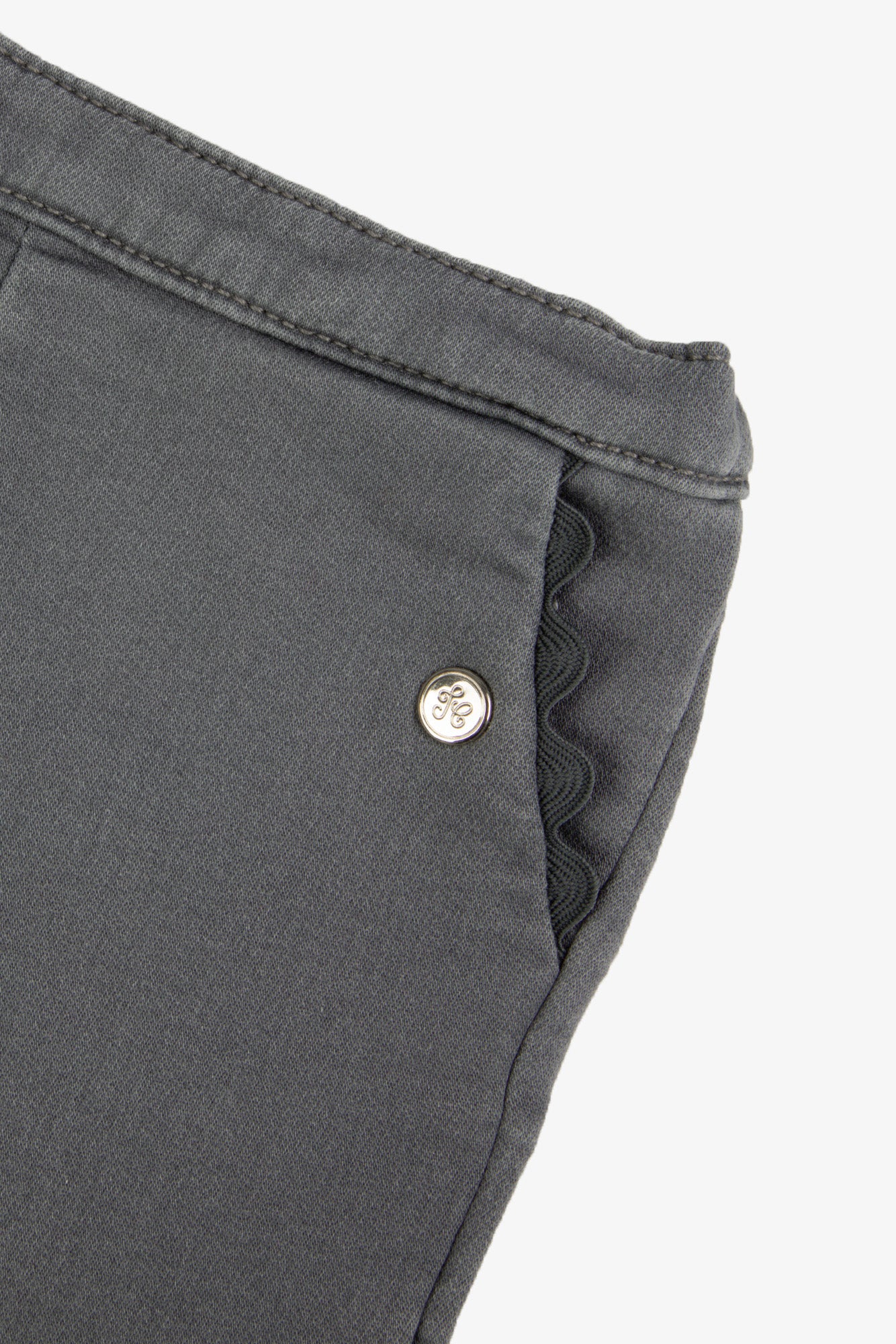 Pantalon - Gris moyen coton festonné