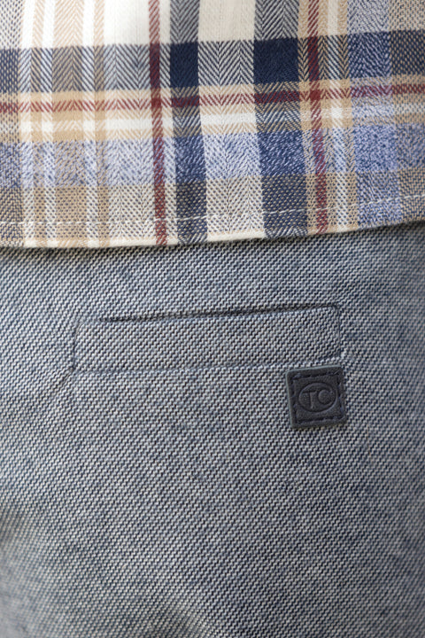 Pantaloni - Blu navy cotone Pieghe - Image principale
