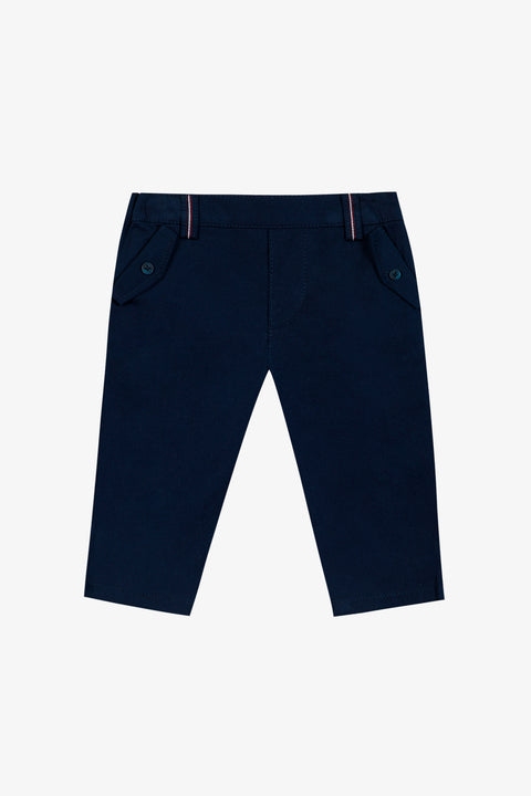 Pantalon - Azul marino algodon Ribete - Image principale