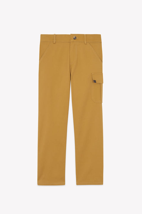 Pantalon - Algodón texturizado mostaza - Image principale