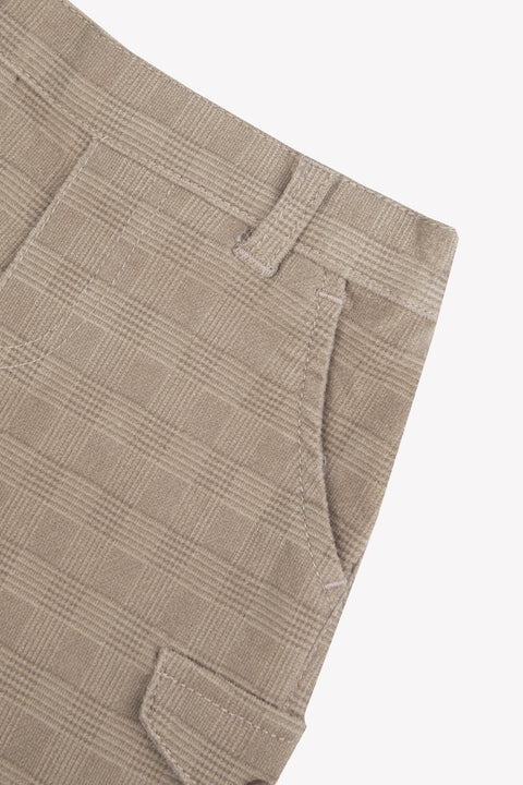 Pantaloni - Motivo a scacchiera in cotone moka - Image principale