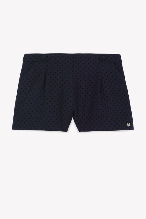 Kurze Hose - Marineblau Wolle Polka-Dot-Muster - Image principale