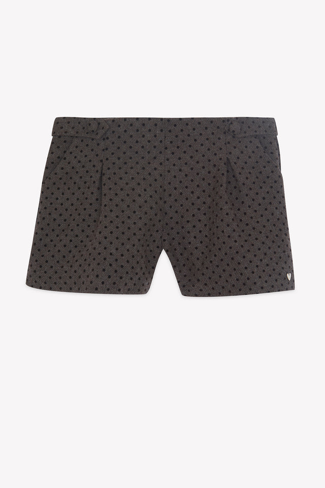 Short - Brown Wool polka dot pattern - Image principale