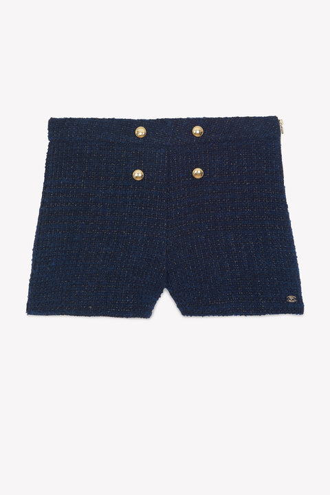 Short - Marine tweed boutons dorés - Image principale