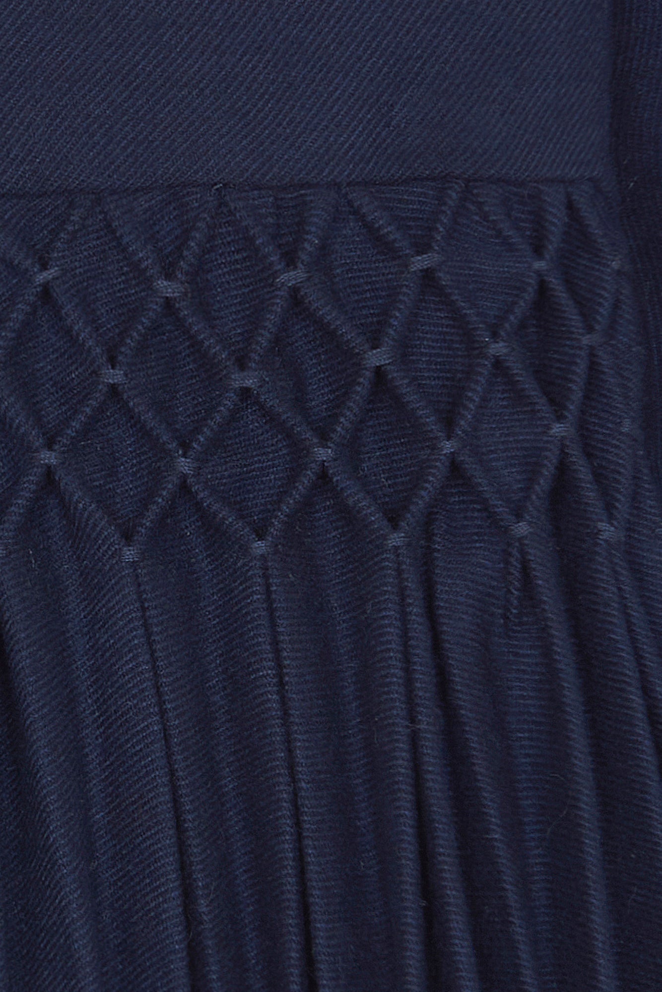 Vestido - Azul marino Cuello redondo Plisado platos