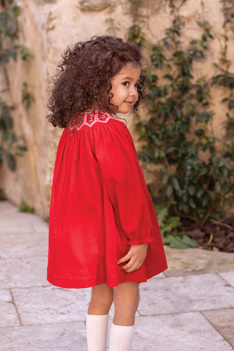 Vestito - Fiorellini in cotone color ciliegia - Image principale