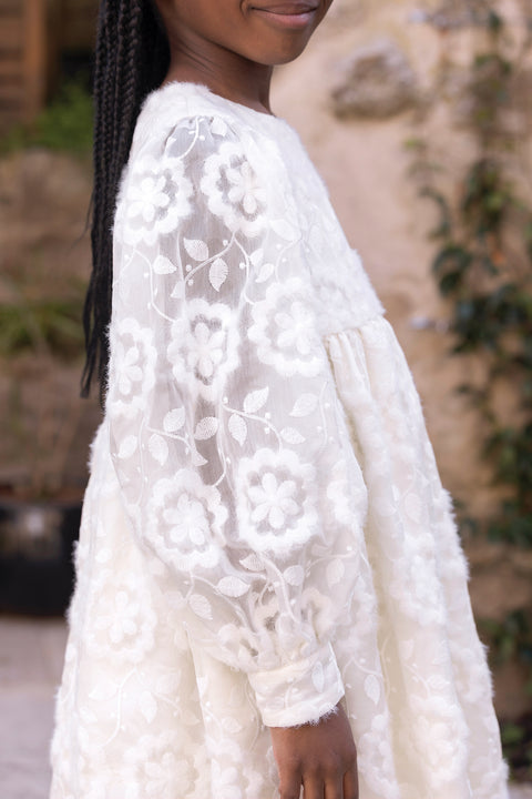 Dress - Ecru Round neck embroidery - Image principale
