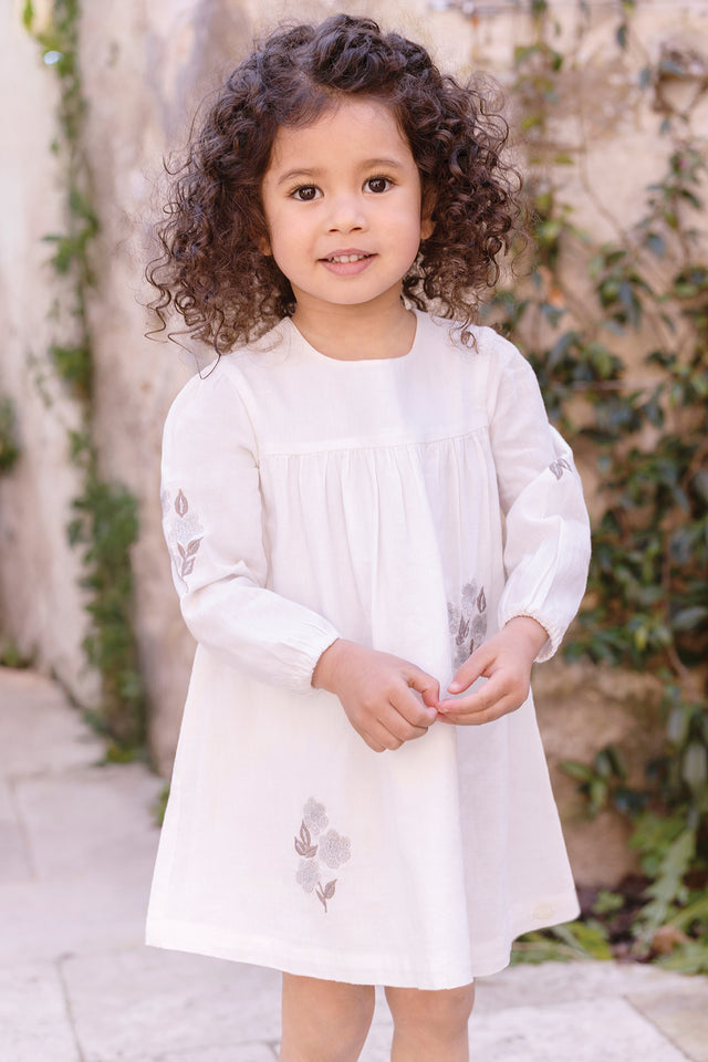 Robe - Ecru coton broderies fleurs - Image principale