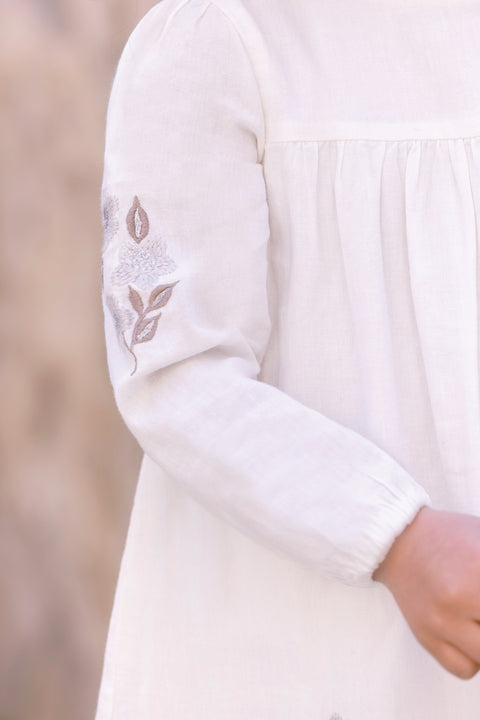Robe - Ecru coton broderies fleurs - Image principale