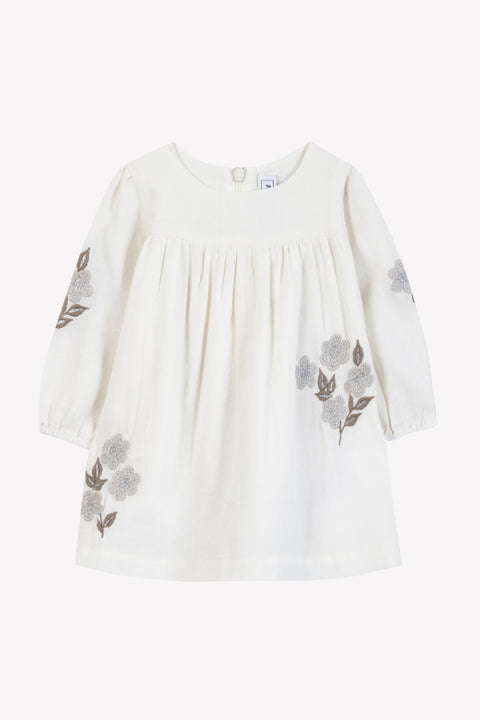 Robe - Ecru coton broderies fleurs - Image principale