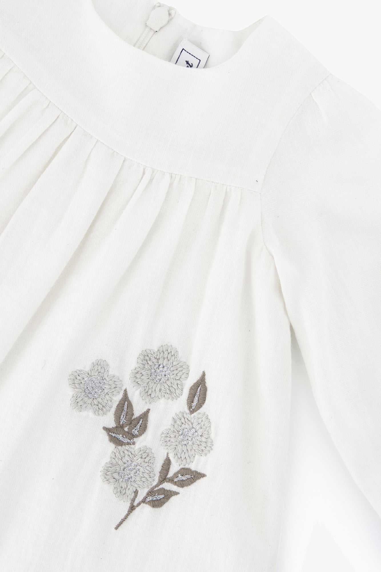 Robe - Ecru coton broderies fleurs