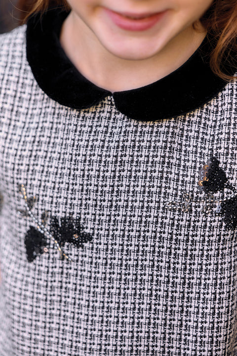 Dress - Black Peter pan collar Puppytooth - Image principale