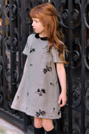 Dress - Black Peter pan collar Puppytooth