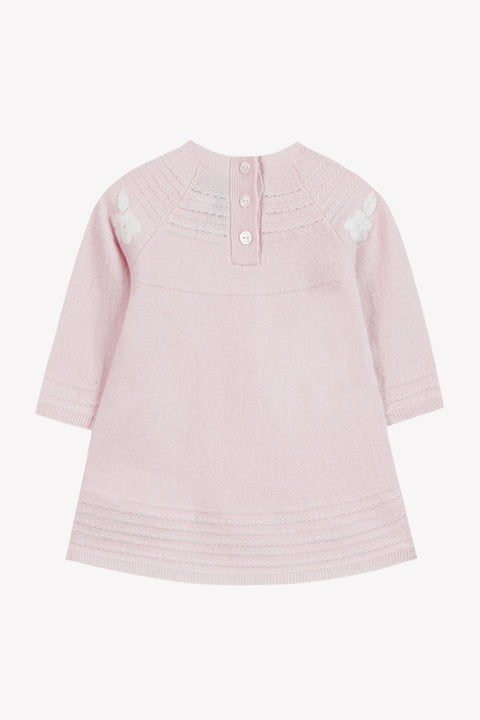 Robe - Rosée laine broderies fleurs - Image principale