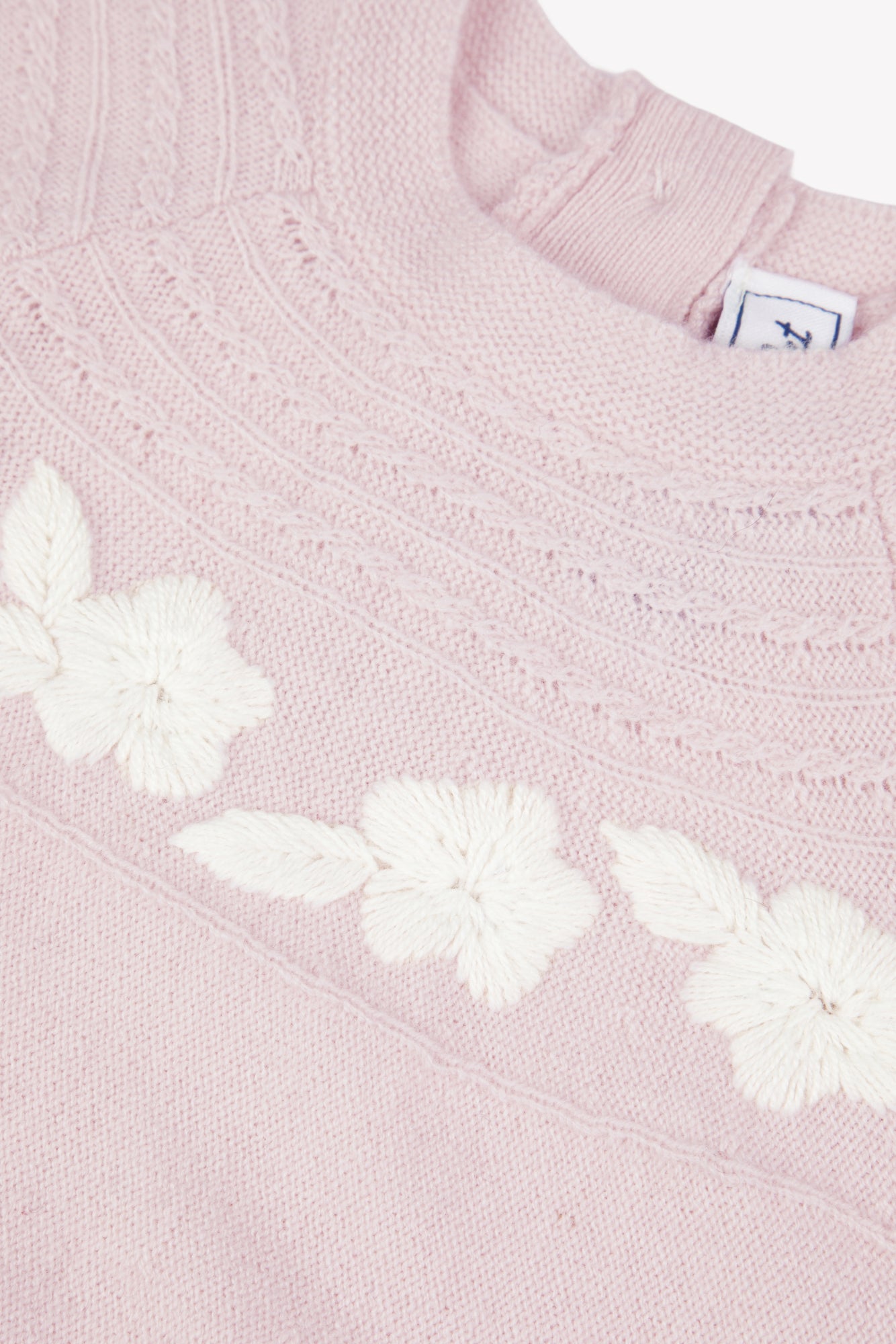 Kleid - Rose Wolle Blumenstickerei