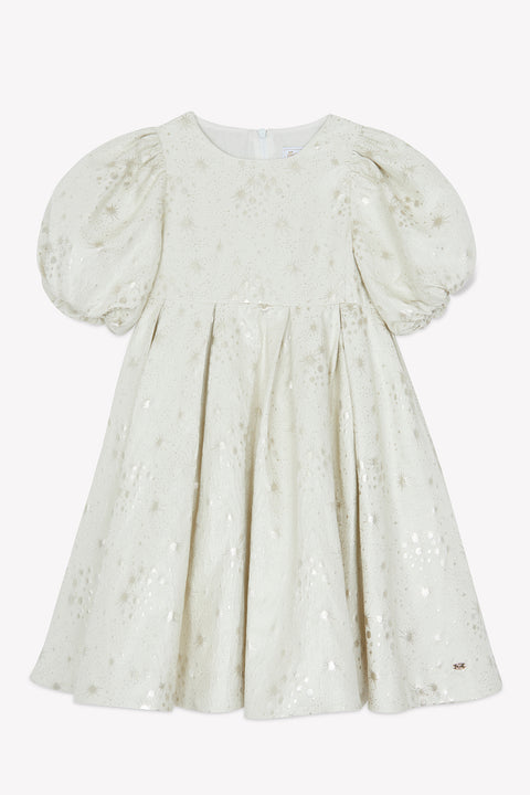 Robe - Ecru col rond jacquard étoiles - Image principale