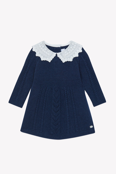 Robe - Marine laine col claudine - Image principale