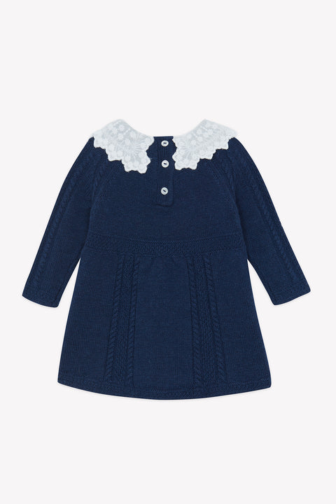 Robe - Marine laine col claudine - Image principale
