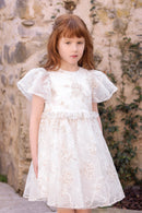 Dress - Ecru Collar ron golden embroidery