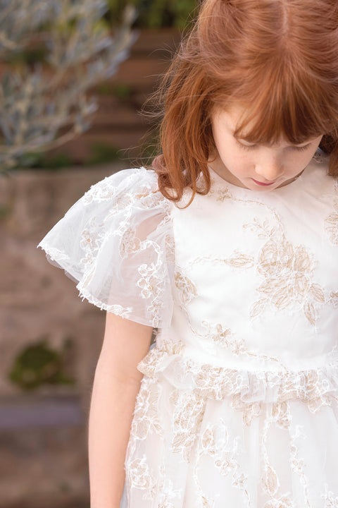 Dress - Ecru Collar ron golden embroidery - Image principale