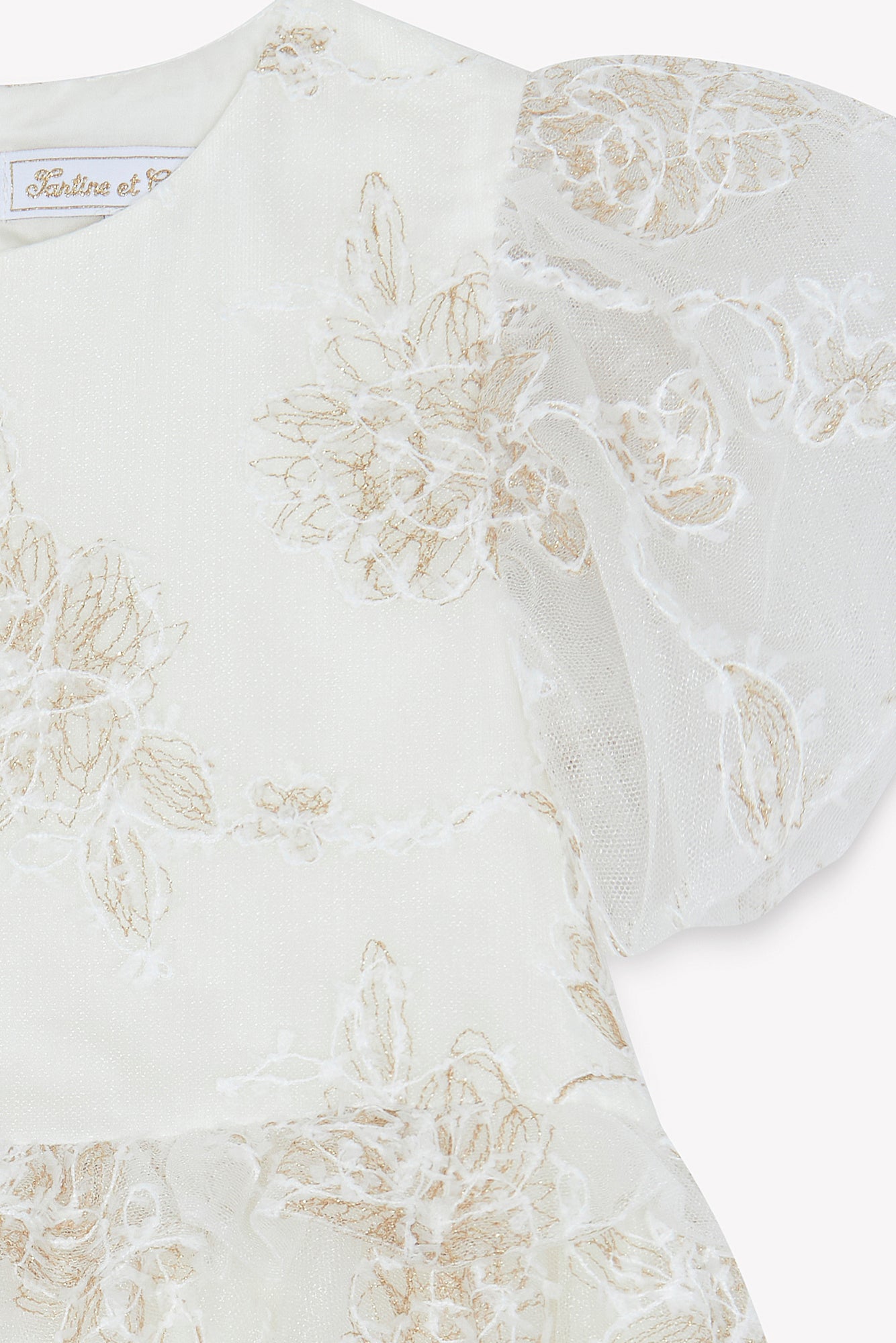 Dress - Ecru Collar ron golden embroidery