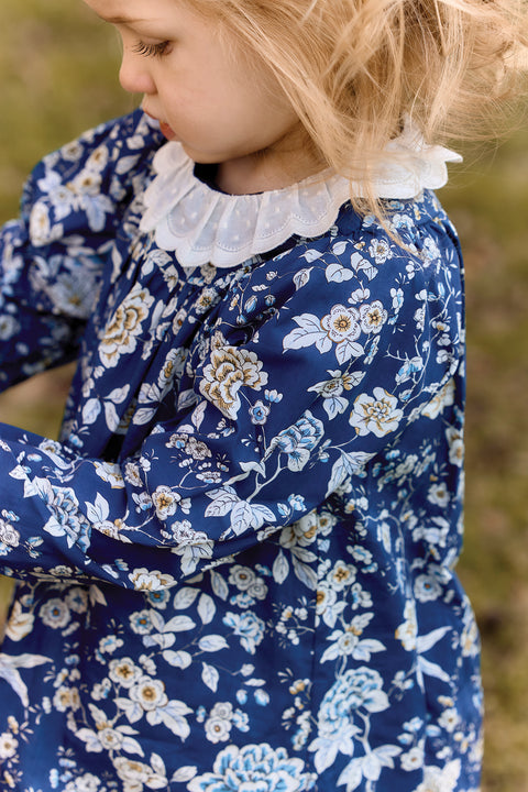 Vestito - Blu navy cotone stampato Liberty - Image principale
