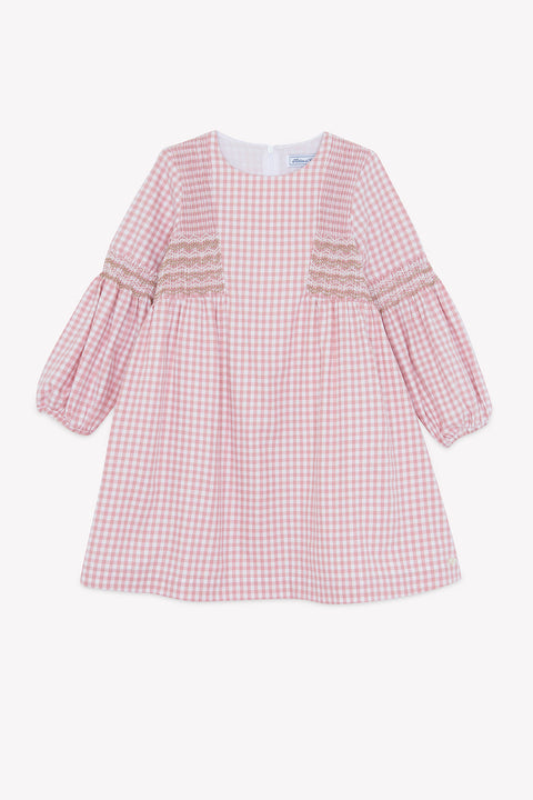 Dress - Cotton blush Round neck Two-tone gingham - Image principale