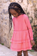 Dress - Pink peony cotton flat pleats