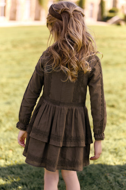 Dress - Brown cotton flat pleats - Image principale