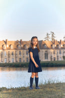 Dress - Navy Wool Peter pan collar Scalloped