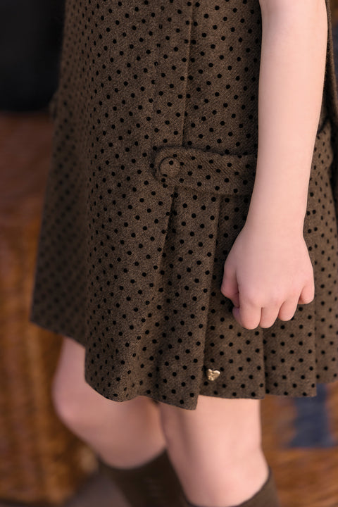 Dress - Brown Wool Collar clausine Scalloped - Image principale