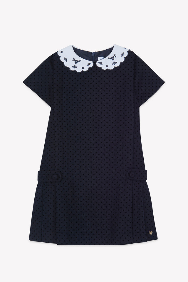 Dress - Navy Wool Peter pan collar Scalloped - Image principale