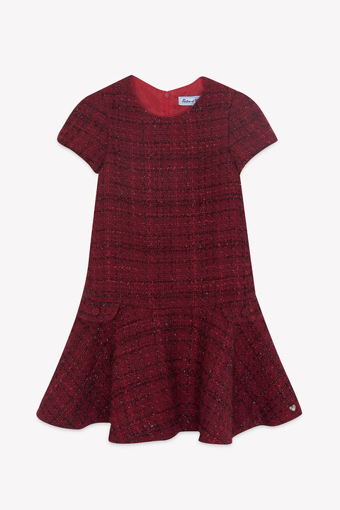 Vestido - cereza Cuello redondo tweed - Image principale