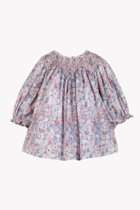 Robe - Gris moyen coton imprimé fleurs - Image principale