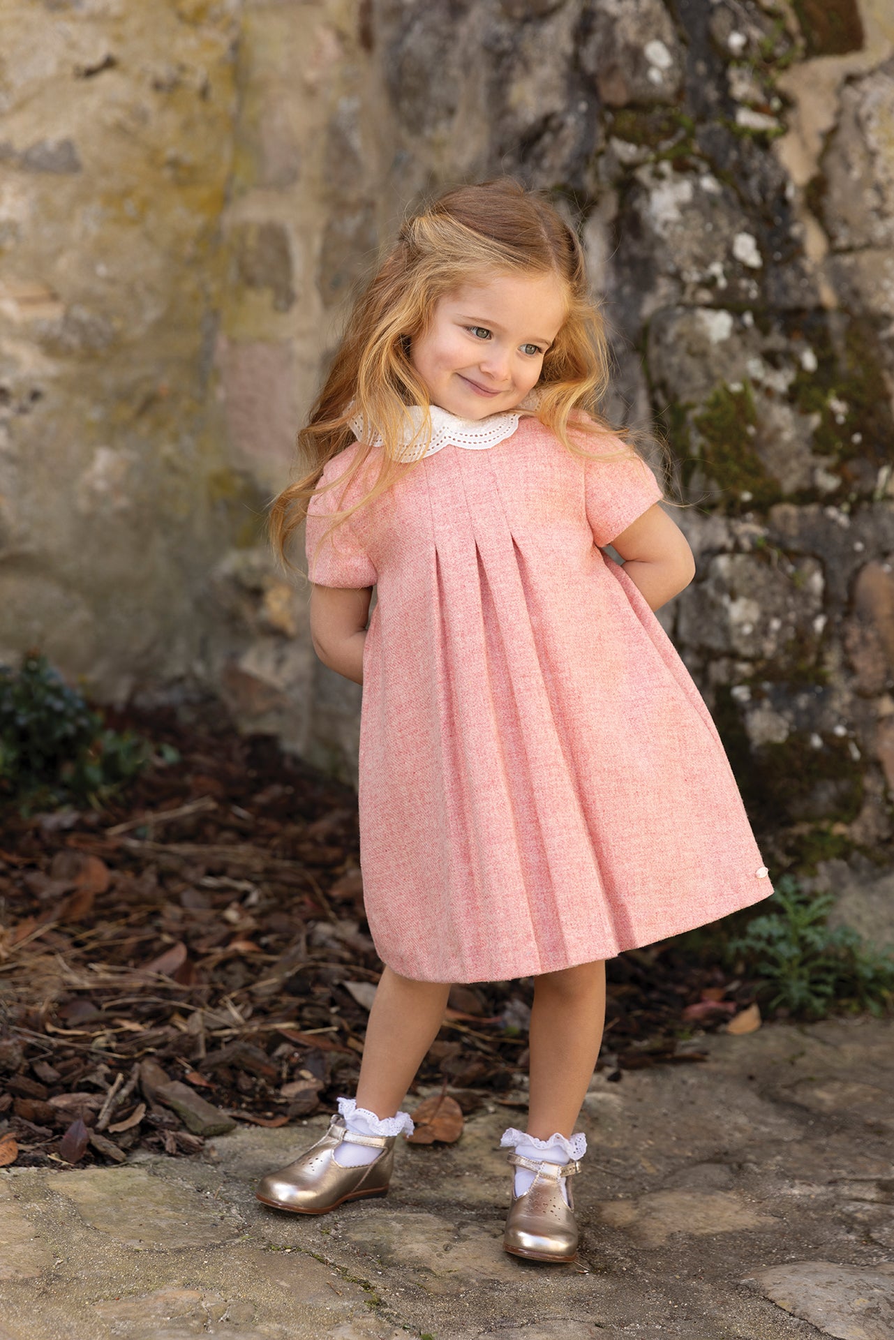 pink wool dress -Blush Moulinée merino girl Party Dresses For Mum making it perfect for 2023wh40 Color:Cobalt