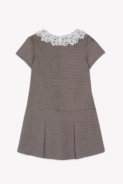 Dress - Ecru Collar Embrodery Race Puppytooth - Image principale