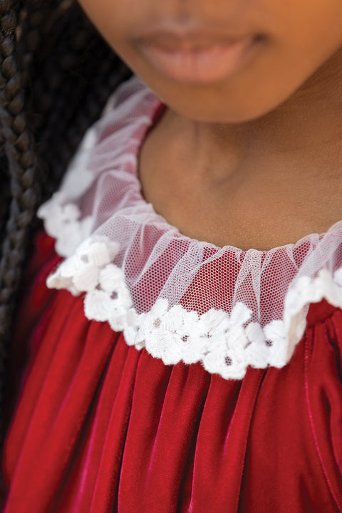 Dress - Cherry Velvet Collar Race - Image principale