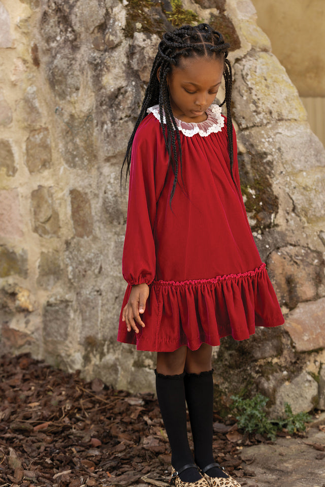 Dress - Cherry Velvet Collar Race - Image principale